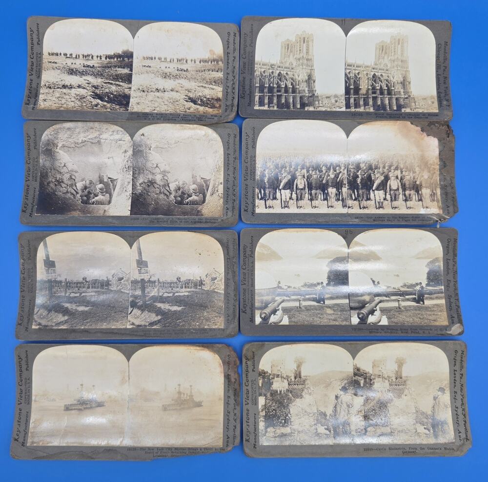 Antique Keystone Stereoview Card Lot 8 WWI Reims Trench West Point NYC